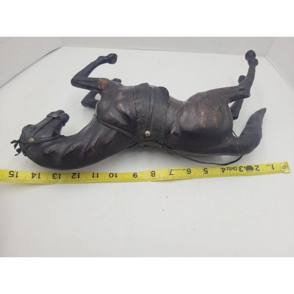 Vintage Large 14" LEATHER Wrapped Rearing Horse Figure W/ Saddle - Picture 9 of 16